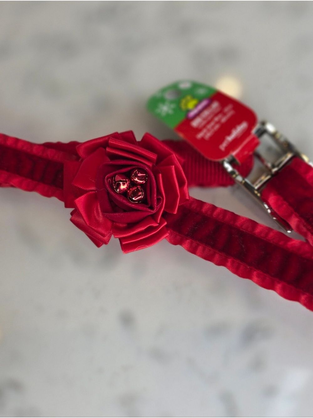 *4 For $25* Red Velvet Dog Collar With Flower